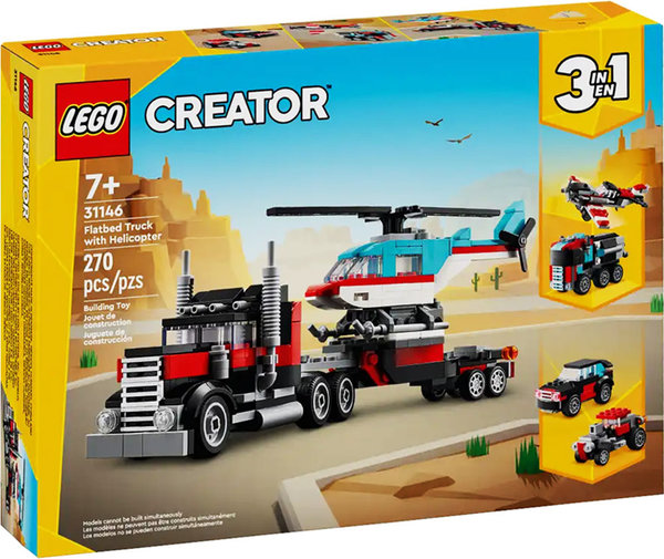 Lego Creator Tieflader mit Hubschrauber